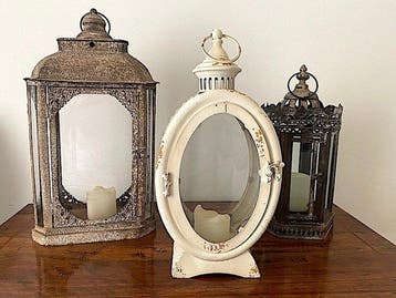 Lantaarn - Smeedijzer - Set van 3 decoratieve lantaarns