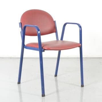 Frontseat vergaderstoel, rood leder, 4-poot onderstel, Ophalen of Verzenden, Nieuw