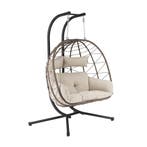 Polyrotan Dubbele Hangstoel Aria - Beige - Incl. Onderstel &, Verzenden, Nieuw