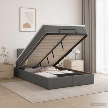 vidaXL Ottoman bed met matras Donkergrijs 120 x 190 cm Stof, Verzenden, Nieuw, Twijfelaar