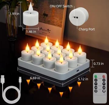 Oplaadbare LED Theelichtjes Set van 12 met Afstandsbediening, Huis en Inrichting, Woonaccessoires | Kandelaars en Kaarsen, Verzenden