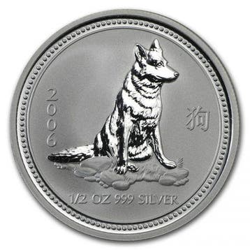 Lunar I - Year of the Dog - 1/2 oz 2006 (39.361 oplage), Verzenden, Losse munt, Zilver