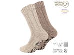 2 paar Noorse wollen sokken met antislip - Beige/Bruin, Verzenden, Nieuw