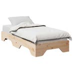 vidaXL Bedframe zonder matras stapelbaar 75x190 cm massief, Huis en Inrichting, Slaapkamer | Bedden, Eenpersoons, Bruin, Verzenden