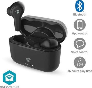 Oortjes draadloos - Bluetooth - USB C - Zwart - Nedis •, Verzenden, Zo goed als nieuw