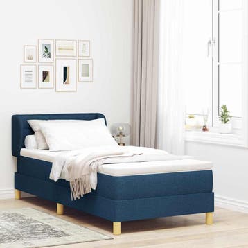 vidaXL Boxspringbed met matras met hoofdeinde Blauw 90 x 190, Eenpersoons, Nieuw, Stof, Verzenden