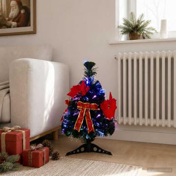 vidaXL Glasvezel kerstboom 64 cm 12 LEDs Meerkleurig PVC, Diversen, Verzenden, Nieuw