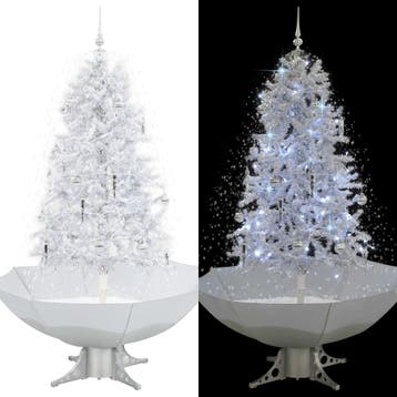 vidaXL Kerstboom sneeuwend met paraplubasis 170 cm wit, Verzenden, Nieuw