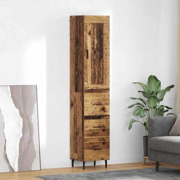 vidaXL Highboard Oud Hout 34,5 x 34 x 180 cm Bewerkt hout, Minder dan 50 cm, Verzenden, Nieuw, Minder dan 100 cm
