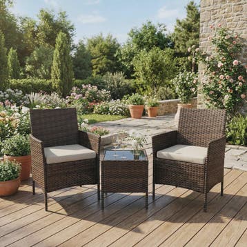 3-delige Buiten Terras Bistroset: PE Rotan Wicker Stoelen me, Verzenden, Nieuw