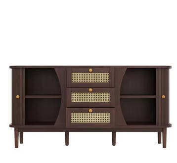 Dressoir met Rotan Schuifdeuren – Verstelbare Planken, Verzenden, Nieuw in verpakking