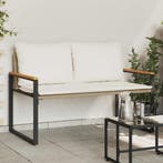 vidaXL Bank met kussen Beige en Crème Wit 115 x 65 x 72 cm, Tuin en Terras, Tuinbanken, Verzenden, Nieuw