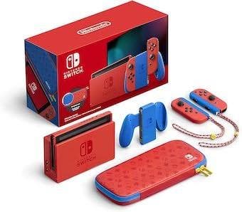 Nintendo Switch Console Set Mario Red & Blue Edition V2 I..., Spelcomputers en Games, Spelcomputers | Nintendo Switch, Zo goed als nieuw