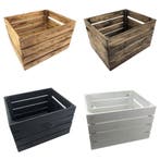 Stevige nieuwe houten kratten Zwart.- Wit  - Bruin - Naturel, Minder dan 50 cm, 50 tot 100 cm, Verzenden, Nieuw