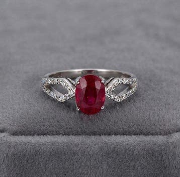 Zonder minimumprijs - Ring Zilver - 1.40ct. tw. Robijn, Nieuw