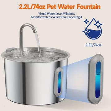 Automatische Drinkfontein RVS 2.2L voor Katten & Honden met, Dieren en Toebehoren, Verzenden, Nieuw
