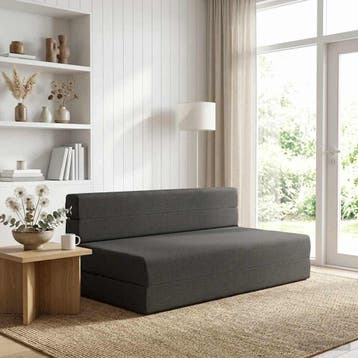 vidaXL Vouwbare Bankbed Donkergrijs 152 x 86,5 x 60 cm Stof, Huis en Inrichting, Verzenden, Nieuw, Stof, 150 tot 200 cm