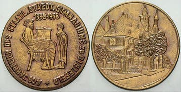 Brons medaille 1958 Bielefelder medaille 400-jahrfeier De..., Verzenden