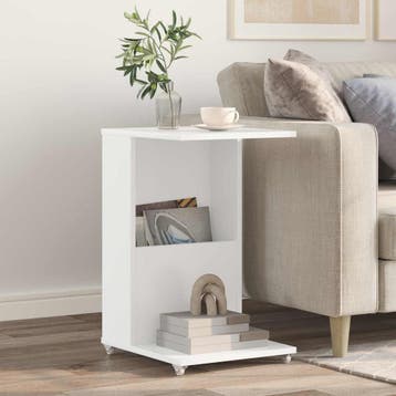 vidaXL Bijzettafel met wiel Wit 40 x 35 x 60 cm Bewerkt hout, Huis en Inrichting, Minder dan 50 cm, 50 tot 100 cm, Verzenden, Nieuw