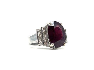 Ring - 18 karaat Witgoud - 5.50ct. tw. Granaat - Diamant, Nieuw