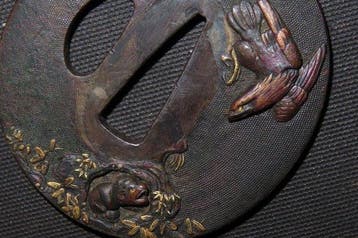 Katana - Shakudo - Bird of prey illustration Tsuba : C5-695