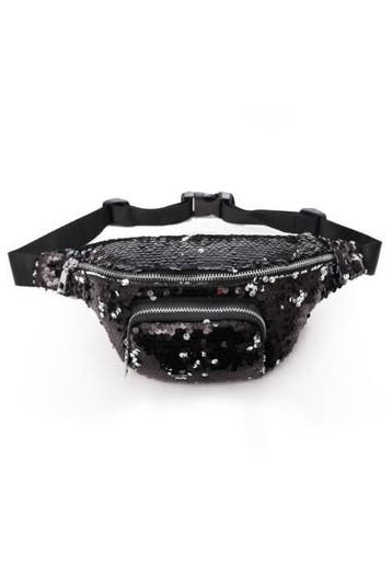 KIMU® Heuptas Pailletten Zwart Zilver Omkeerbare Sequin Heup, Sieraden, Tassen en Uiterlijk, Tassen | Damestassen, Ophalen of Verzenden