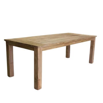 Stoere geborstelde teak tafel -  180 cm x 90 cmRechthoekige, Ophalen of Verzenden, Nieuw