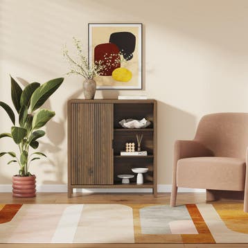Commode Lukkodso 82x75x30 cm walnootkleurig [en.casa], Verzenden, Nieuw