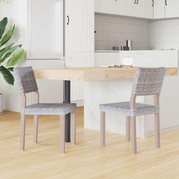 vidaXL Eetkamerstoel GENDT 2 st Kubu Rattan Wit gewassen, Verzenden, Nieuw, Wit