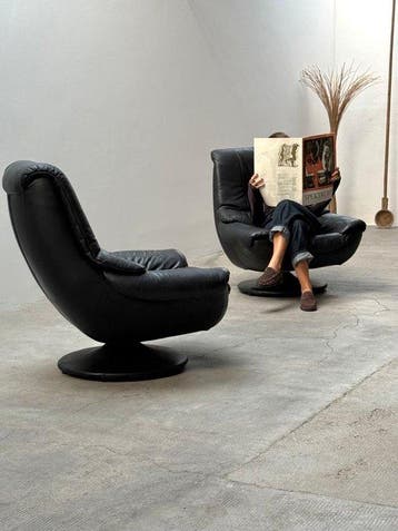 Fauteuil (2) - Leder - Tulip draaistoel