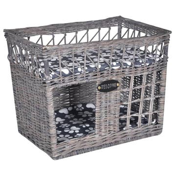vidaXL Kattenbed/huis/krabpaal met kussen vierkant wilgen, Dieren en Toebehoren, Katten-accessoires, Verzenden, Nieuw