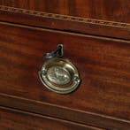 Welse Commode met 5 laden in mahonie en eik met ingelegde de, Antiek en Kunst, Antiek | Meubels | Kasten, Ophalen of Verzenden