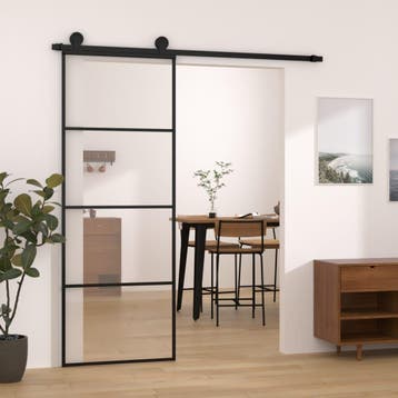 vidaXL Schuifdeur met beslag 76x205 cm ESG-glas en aluminium, Verzenden, Nieuw