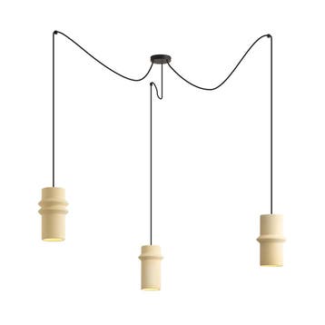Retro hanglamp beige 3-lichts - Monti, Verzenden, Nieuw, Retro