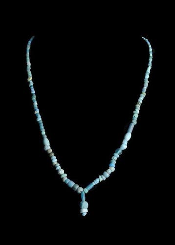 Oud-Romeins lichtblauw glas Kralenketting (Zonder