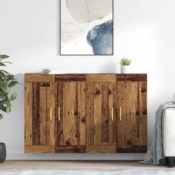 vidaXL Wandkast 2 st Oudhout 69,5 x 34 x 90 cm Bewerkt hout, Huis en Inrichting, Minder dan 50 cm, Verzenden, Nieuw, Minder dan 100 cm