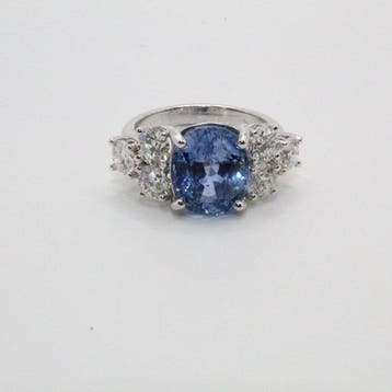 Statement ring - 18 karaat Witgoud - 9.80ct. tw. Saffier -