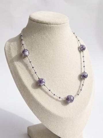 Murano-glas, ondergedompeld zilver - Halsketting - Prinses