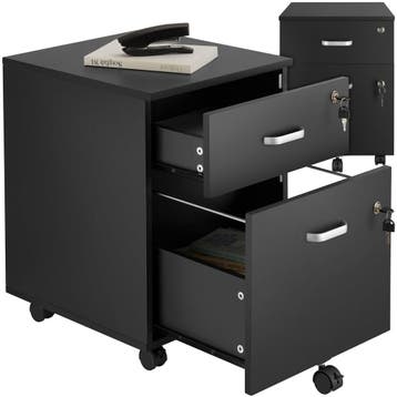 Rolcontainer Vagur, 2 afsluitbare lades - zwart, Verzenden, Nieuw