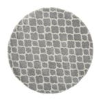 Vloerkleed rond 150 cm - grijs met wit - hoogpolig, Verzenden, Nieuw