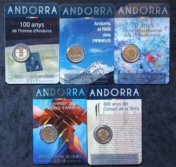 Andorra. 2 Euro 2017/2019 (7 coincards) (Zonder