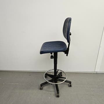 Labkoo werkplaatsstoel - blauwe PU kunststof bekleding, Ophalen of Verzenden, Nieuw