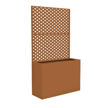 Tuinscherm Malja met plantenbak 146x83x31 cm bruin casa.pro, Tuin en Terras, Verzenden, Nieuw