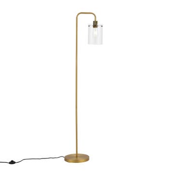 Design vloerlamp brons met helder glas - Domo, Huis en Inrichting, Lampen | Vloerlampen, Verzenden, Nieuw, Modern