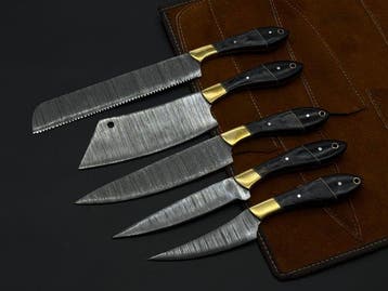 Japanese Style Kitchen Knife SET With Leather BAG Included -