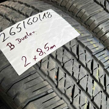 4 x Bridgestone Dueler 265-60-18 Zomerbanden 8,5mm, 18 inch, Gebruikt, 265 mm, Ophalen of Verzenden