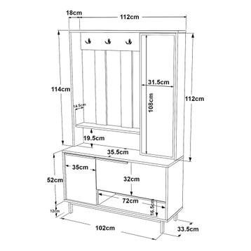 Halmeubel Vesanto halkast 178x112x35,5 cm eikenkleurig en zw, Verzenden, Nieuw