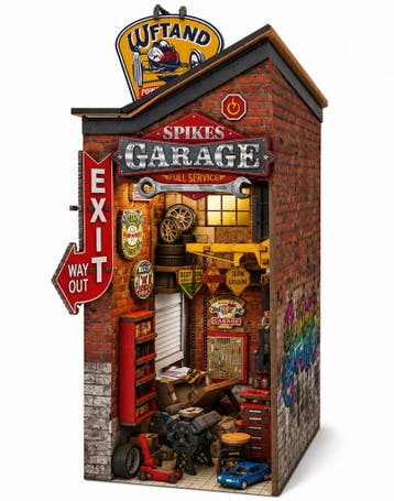 PlayfulMario Booknook Garage met verlichting Houten Model..., Verzenden, Nieuw