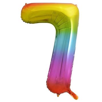 Folie Ballon Cijfer 7 Regenboog 86 cm, Verzenden, Nieuw, Feestartikel, Verjaardag