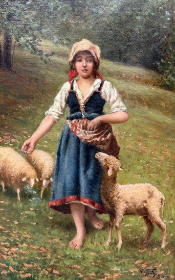 Luigi Napoleone Grady (1860-1949) - La passeggiata, Antiek en Kunst, Kunst | Schilderijen | Klassiek